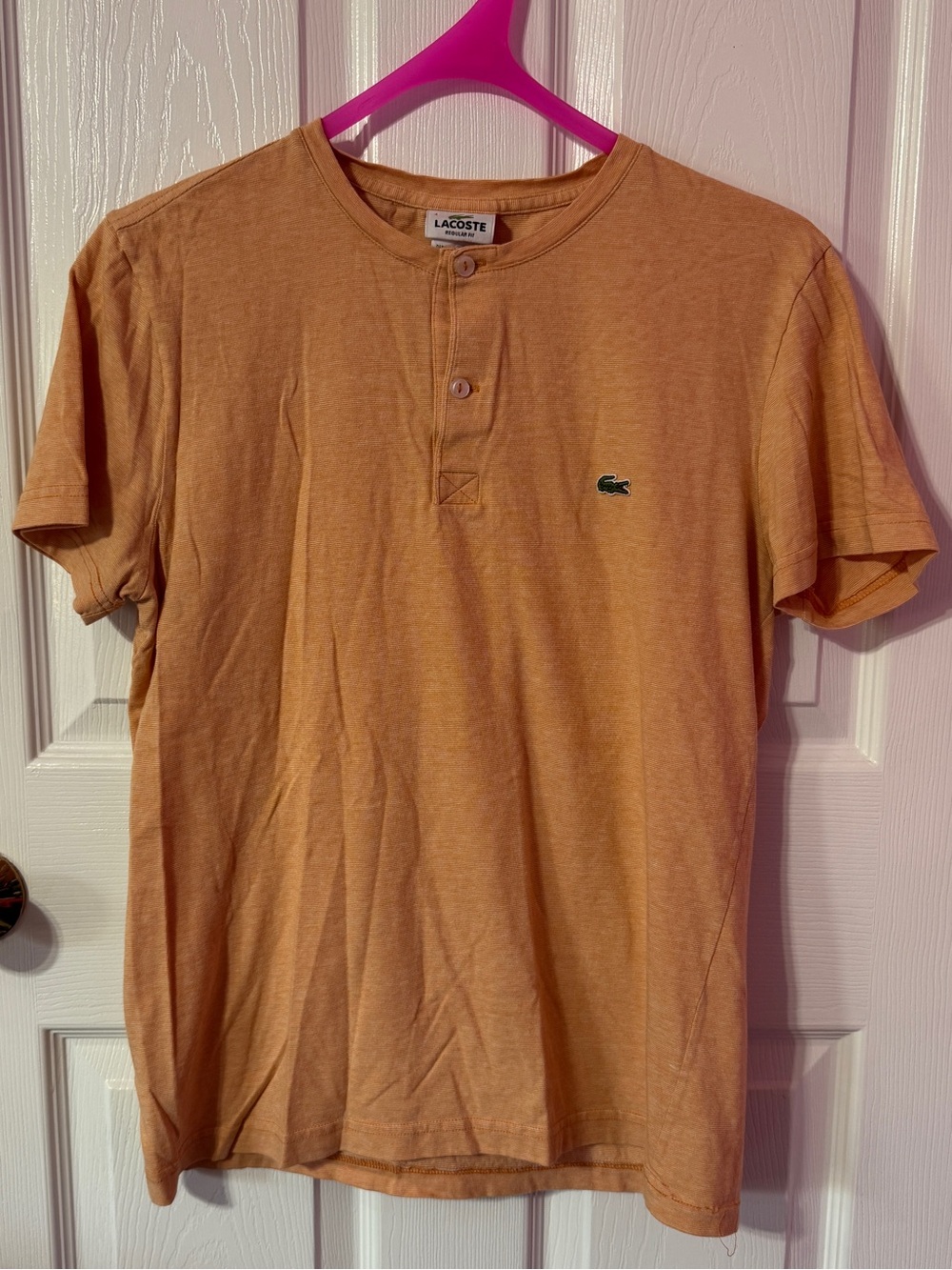 Lacoste Men’s Peach-Orange Henley Short Sleeve Polo